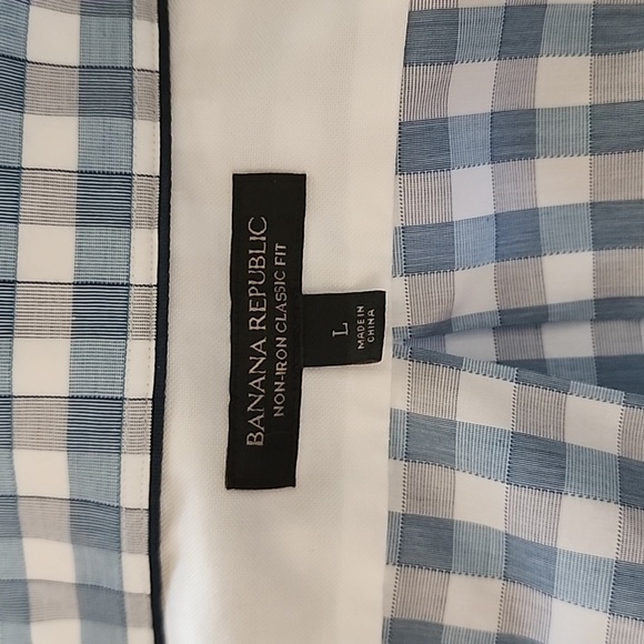 Banana Republic Blue Check Non-Iron Dress Shirt - Picture 5 of 6